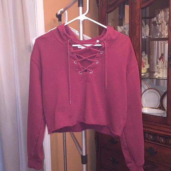 PacSun Tops - crop lace up hoodie